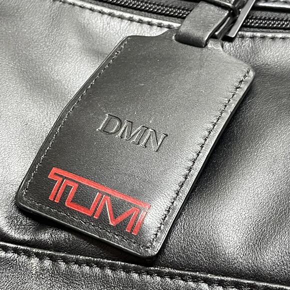 TUMI Leather Briefcase Laptop Bag Black - Picture 13 of 15